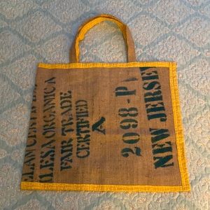 Handmade burlap & cotton Tote bag.